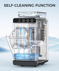 Transparent view of Countertop Portable Ice Maker With External Water Tank, featuring self-cleaning function