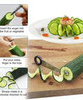 Stainless steel Crinkle Cutter & French Fry Cutter 2-in-1 kitchen tool for curly fries and vegetable spirals.