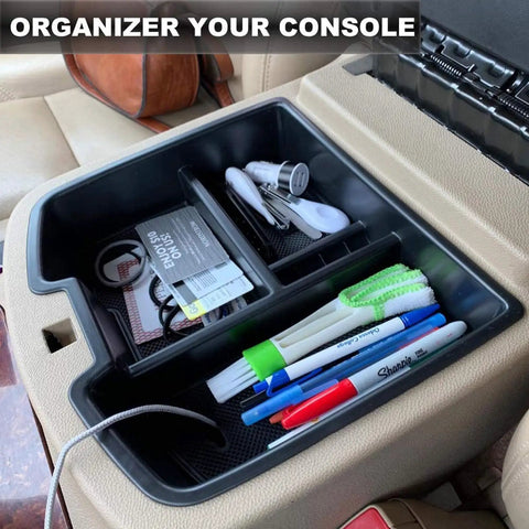 Center Front Floor Console For 2007 To 2014 Chevy Silverado Tahoe Suburban Avalanche Sierra Yukon 1500 2500 3500 Denali XL Full Size Pickup Trucks Replacement Part For Easy Install with organizer tray and stationary items