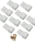 Heavy Duty 10 Piece Sofa Spring Repair Kit with 5 Hole Metal Clips and 40 Snap Tight Screws for couch repairs.