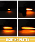Mitsubishi Lancer Front LED Side Marker Lights Pair With Black Lens And Yellow Turn Signals 8351A001 illuminated in dark setting