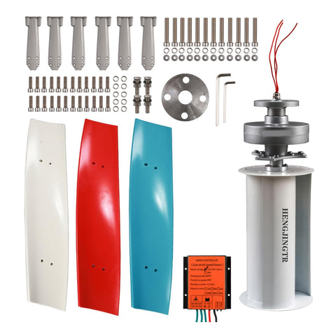 Vertical Wind Turbine Kit For Home Use With Controller 12V 24V 48V 3 Blade Wind Generator 3000W To 4500W White Durable PA66 Blade For Streetlight Hybrid Power System Off Grid Ready.