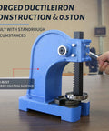 Heavy Duty 0.5 Ton Cast Iron Desktop Arbor Press for Riveting and Hole Punching with powder coating, hand operating lever
