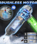 Handheld Cordless Car Vacuum 17,000 Pa Suction with brushless motor, showing internal components and battery power