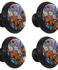 Four Pack Hella Durable Watercolor Floral Cabinet Knobs And Super Smooth Crystal Glass Drawer Pulls With Rock Solid Abs Build Plus Stainless Steel Hardware For Kitchen Cupboards Dressers And Wardrobes close-up view of colorful floral design
