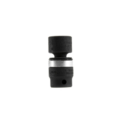 Close-up of Tough 12 Piece Three Eighths Inch Drive Metric Swivel Impact Socket Set with holder for heavy duty auto repairs.