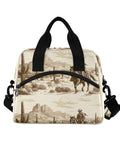Desert Cowboy Insulated 10L Cooler Bag with desert scene, reinforced straps, and Oxford fabric, ideal for picnics and hikes.