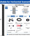Diagram of 15 To 20 Ft Modular Black Cable Railing Kit With 42 Inch Posts showing components and assembly details.