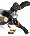 8.5 Inch Pruning Shears For Easy Cuts With Ultra Sharp Japanese Steel Titanium Blade Arthritis Friendly Garden Clippers cutting branch