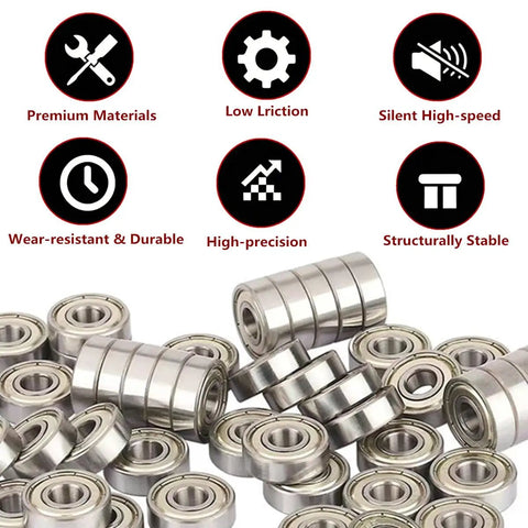 608ZZ Double Shielded Miniature Ball Bearings Set Of Twenty Hardened Steel Axles Built Tough to reduce friction in wheels.