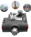 Hydraulic Adjustable Flow Control Valve 0 To 30 GPM, 3000 PSI, 3/4 inch NPT Port shown with machinery usage icons