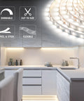 Dimmable 24V LED Strip Lights 60 LEDs Per Meter 5000K Cool White 32.8 Feet Long Pro Grade Ultra Strong 3M Adhesive lighting kitchen