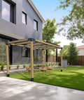 Beefy 4x4 Post Base Kit For Decks And Fences, Powder Coated Carbon Steel Post Anchor Brackets in pergola installation