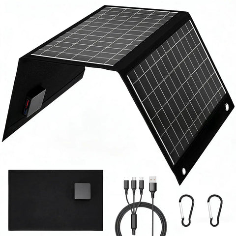 Foldable 28W Solar Charger With Dual USB Outputs For Camping Hiking And Travel Keeps Your Phone Tablet And Other Devices Juiced On Outdoor Adventures Anywhere with accessories