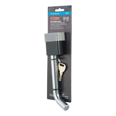Front view of Heavy Duty Five Eighths Inch Hitch Lock Pin With One Quarter Turn Deadbolt, 18,000 Lb Security, high strength steel