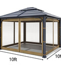 Universal Replacement Mosquito Netting For 10 By 10 Gazebo With 4 Panel Screen Walls And Zippers Outdoor Canopy Netting Weather Resistant Polyester Khaki Mosquito Net Only