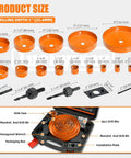 Luckyway Hole Saw Kit Pro, 24-piece set with orange hole saws (3/4 to 6 in), drill bits and mandrels in case.