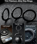 Titanium Key Rings Set In Two Sizes For Everyday Carry Side Push Split Key Chains Beefy Carabiner Style with illustrates strength