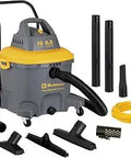 Heavy Duty 16 Gallon Wet Dry Vacuum Cleaner With 6.5 HP Contractor Power, Easy Pull Handle, Included Accessories, Gray And Yellow