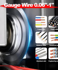 Image of gauge wire 0.06"-1" shown with various wire types near Premium Tungsten Steel Wire Stripper Blades Two Pack.