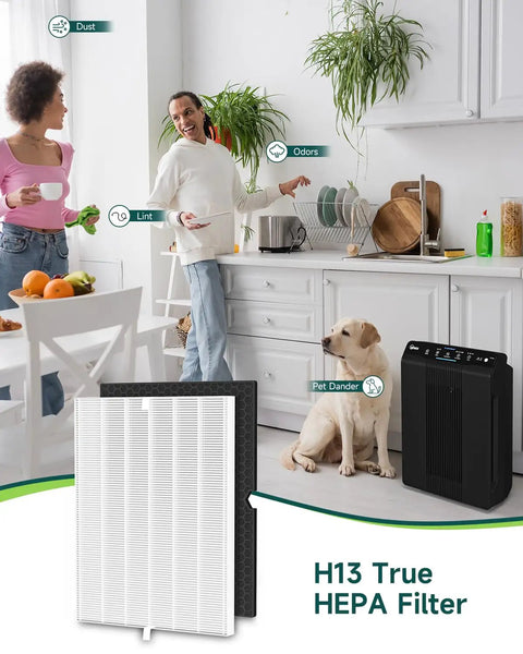 Living room featuring Two Pack Replacement Filter Kit for Winix 5500-2 Air Purifier With H13 True HEPA and Activated Carbon, Fits AM80