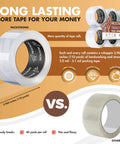 Industrial Grade Clear Packing Tape That Packs a Punch 72 Rolls 110 Yards Each 2 Inch Wide 2.7 Mil Thick Acrylic Adhesive Heavy Duty Tape For Box Sealing Moving Shipping And Storage, roll comparison