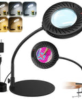 12X Magnifying Glass With Light And Stand For Crafting showing five color modes and flexible gooseneck design