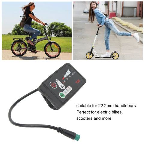 LED Display Meter For Electric Bikes 24V 36V 48V Universal Control Panel With 5 Pin Waterproof Connector Multifunctional E Bike Dashboard For Power Speed Battery Level And More