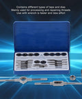 Beefy Alloy Steel Tap Die Kit And Thread Repair Tool Set For Metalworking Heavy Duty Hand Tools Pro Grade Threading Tools Durable CNC Compatible Wrench And Die Set For Precise Long Lasting Repairs, blue case open