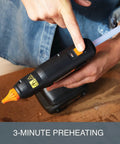 Cordless Full Size Hot Glue Gun With 20V Power Share Battery And Charger, Fast 3 Minute Preheat in action on woodworking project