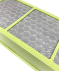 Close-up of True HEPA Replacement Filter for Air Purifier TF50-Carbon HEPA-Fresh with yellow frame and mesh design