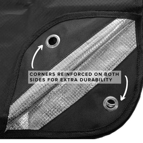 Rock Solid Insulated Tarp And Thermal Survival Blanket with reinforced corners and grommets for durability, 60x82 inches.