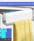Over Cabinet Towel Bar With Hooks For Bathroom And Kitchen Brushed Stainless Steel No Install Needed 9 Inch Length