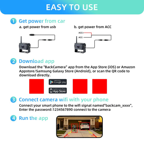 Easy to use instructions for Dead Simple Wireless Backup Camera For Truck RV Trailer With AI Blind Spot Monitoring.