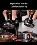 58mm Espresso Tamper With Ripple Base And Spring Loaded Precision Pressure compressing coffee grounds for even extraction