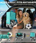 Beach Wagon With Balloon Wheels For Sand, Extra Large 200L Cargo Cart With Canopy, folded in car trunk, side view