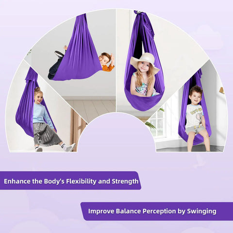 Kids Sensory Swing For Indoor And Outdoor Use Elastic Soft Fabric Therapy Swing For Autism ADHD And Asperger Cozy Cuddle