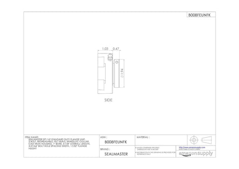 Technical drawing of No Nonsense Hella Sturdy 1 Inch Bore Ball Bearing Unit with dimensions and details.