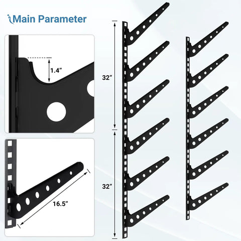 Built Tough Adjustable Metal Wall Mount Rack For Six Boards Rust Resistant V Shape Cradles Keep Gear Locked Down And Clear The Floor For Stress Free Garage Storage And Quick Access Daily