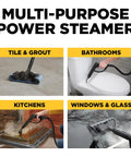 Top Shelf Multipurpose Steam Cleaner Packs 18 Slick Nozzles For Chemical Free Deep Cleaning, cleaning tile, kitchen, bathroom, and windows.