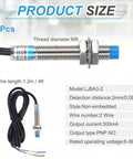 5 Pack Inductive Proximity Sensor M8 PNP Normally Open DC 6 To 36V 300mA 2 Wire 2mm Sensing Distance product details