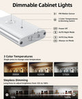 Under Cabinet Lighting With 2200mAh Rechargeable Battery, 76 LED Dimmable Closet Lights showing control switch and settings