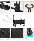 Collapsible Foldable Wagon With Wheels For Beach, Garden, Shopping And Outdoor Use, Heavy Duty Utility Cart Carrying Up To 220 Lbs
