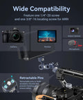 Dual Ball Head Articulating Magic Arm With Retractable Pins, 360 Degree Rotation, fits 3/8-16 and 1/4-20 screws for camera setup