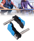 20mm Bench Dog Clamp with Arrow Storage Case for Woodworking in use, fast clamping, stainless steel and plastic, pro build.