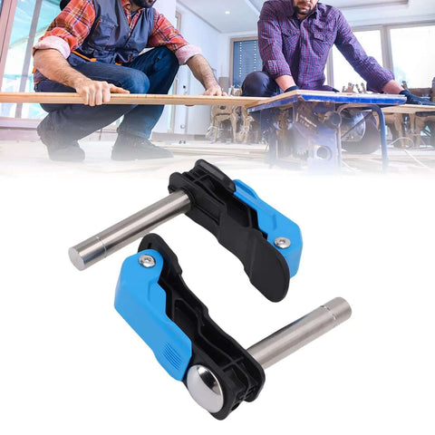 20mm Bench Dog Clamp with Arrow Storage Case for Woodworking in use, fast clamping, stainless steel and plastic, pro build.