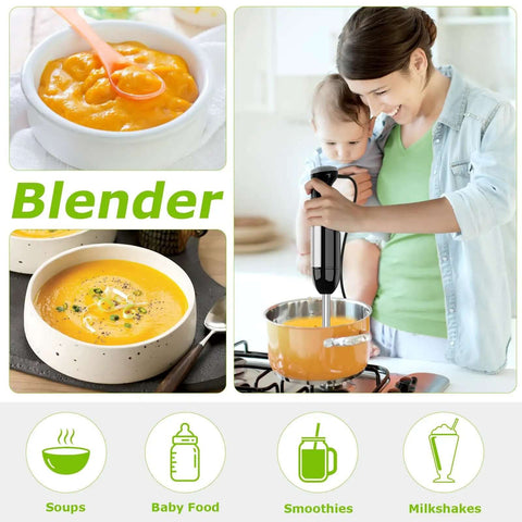 Straight Up Game Changer 4 In 1 Immersion Blender With Food Processor Chopper And Egg Whisk 20 Variable Speeds Plus Turbo Mode for soups and baby food.