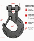 Recovery Five Sixteenth Inch Clevis Slip Hook With Safety Latch Heavy Duty Forged Steel Towing Winch Hook For ATV UTV details
