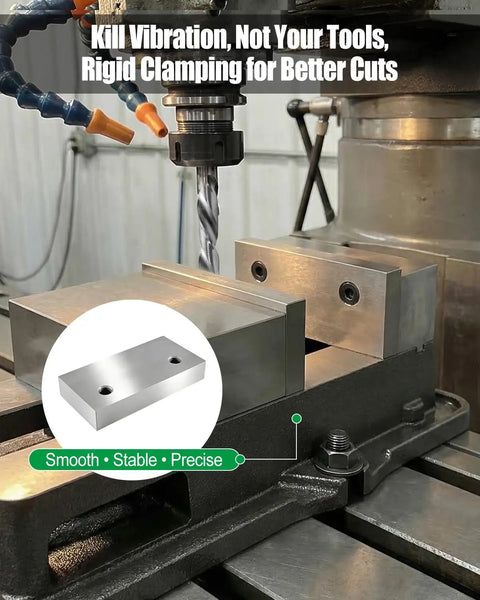 Six Inch Milling Vise Jaws Set in Soft Aluminum, Replacement Jaws for 6 Inch Vises, Built for Side Milling, Deep Slot Work, and Small Parts, GMT Style Compatible, Similar to Go To Vise Jaws for Max Clearance, aluminum vise jaws on milling vise