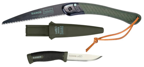 Ergonomic Seven And A Half Inch Laplander Folding Saw And Knife Set With Rustproof Blades And Belt Holster for outdoor tasks